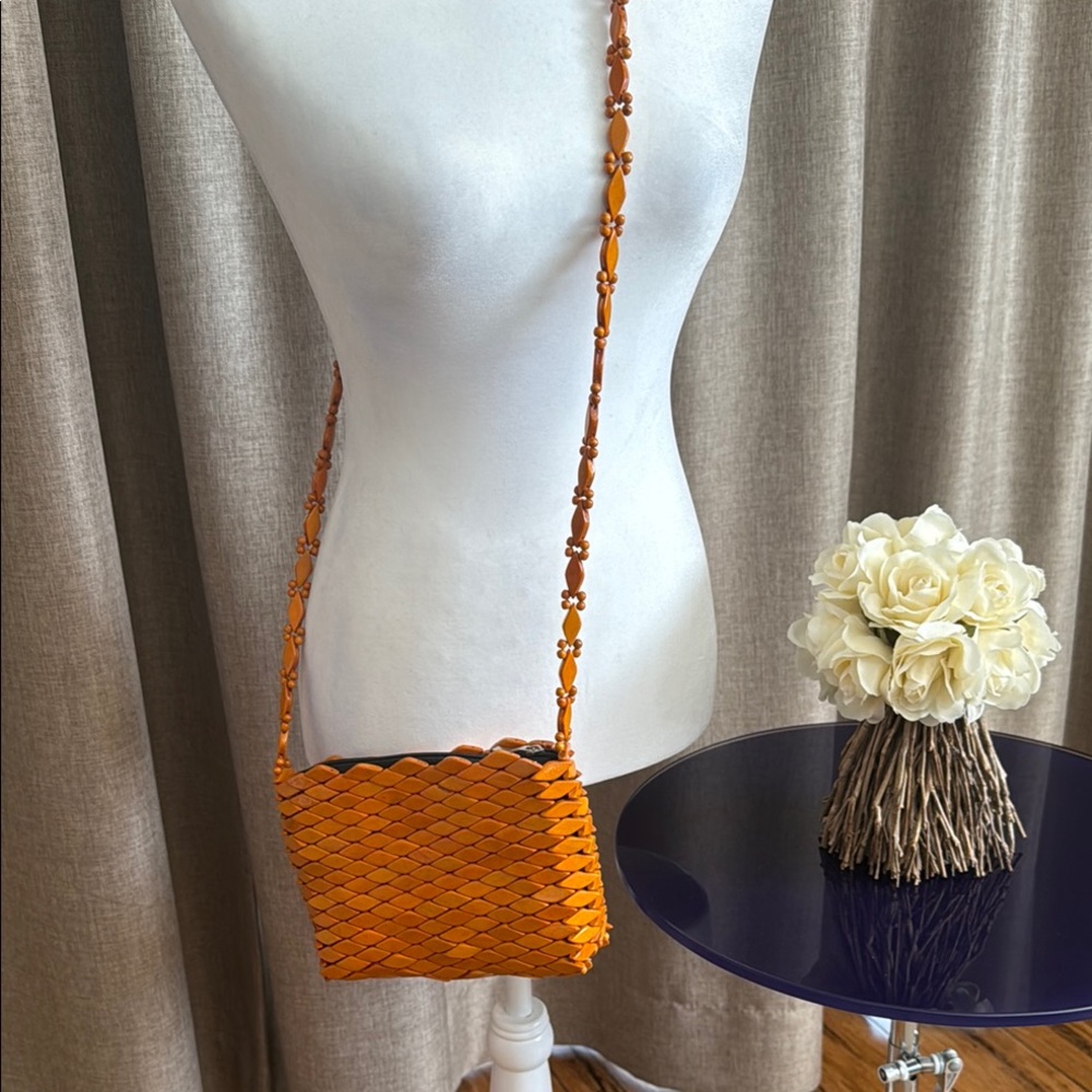 Vibrant Orange Textured Crossbody Bag